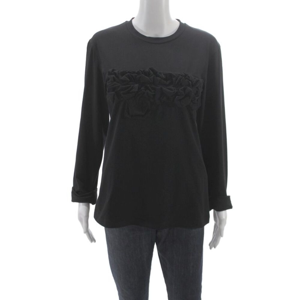 Meimeij Women Jersey T Shirt Black Cotton Elastane Long Sleeve Crewneck Size 40